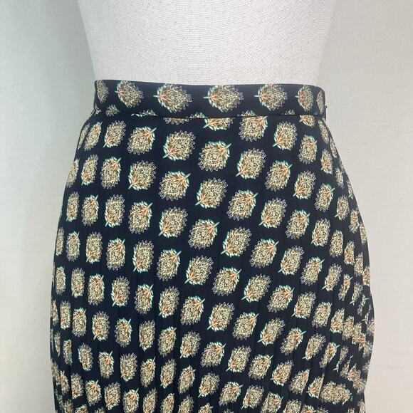 Banana Republic Skirt size 6 Navy Blue Orange Green Floral Sheer Maxi Pleated - Picture 4 of 10